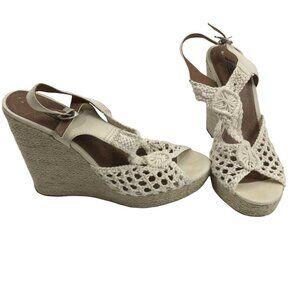 Lucky Brand Womens Espadrille Wedge Heel Platform Shoes Size 9.5 M High Crochet